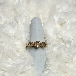 STUNNING 10K Yellow Gold Champagne Diamond Cocktail Ring